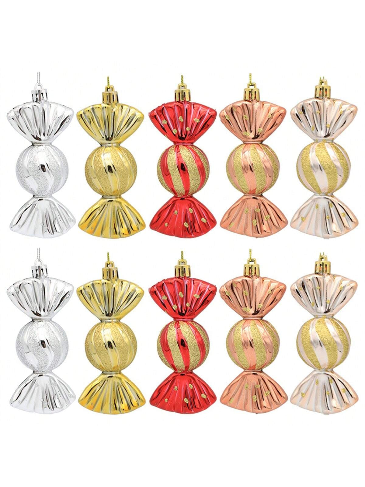 5Pcs/Box Plastic Christmas Candy Hanging Christmas Tree Hanging Pendant 2024 New Year for Home Christmas Decoration Christmas Window Hanging Merry Christmas