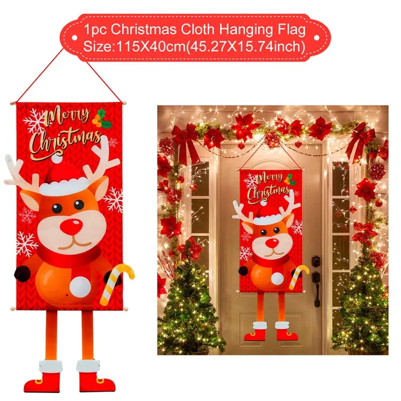 Christmas Hanging Flag Merry Christmas Decorations for Home 2024 Christmas Gifts Christmas Ornaments Navidad Xmas New Year 2025