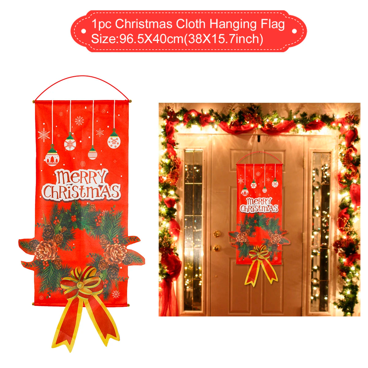 Christmas Hanging Flag Merry Christmas Decorations for Home 2024 Christmas Gifts Christmas Ornaments Navidad Xmas New Year 2025
