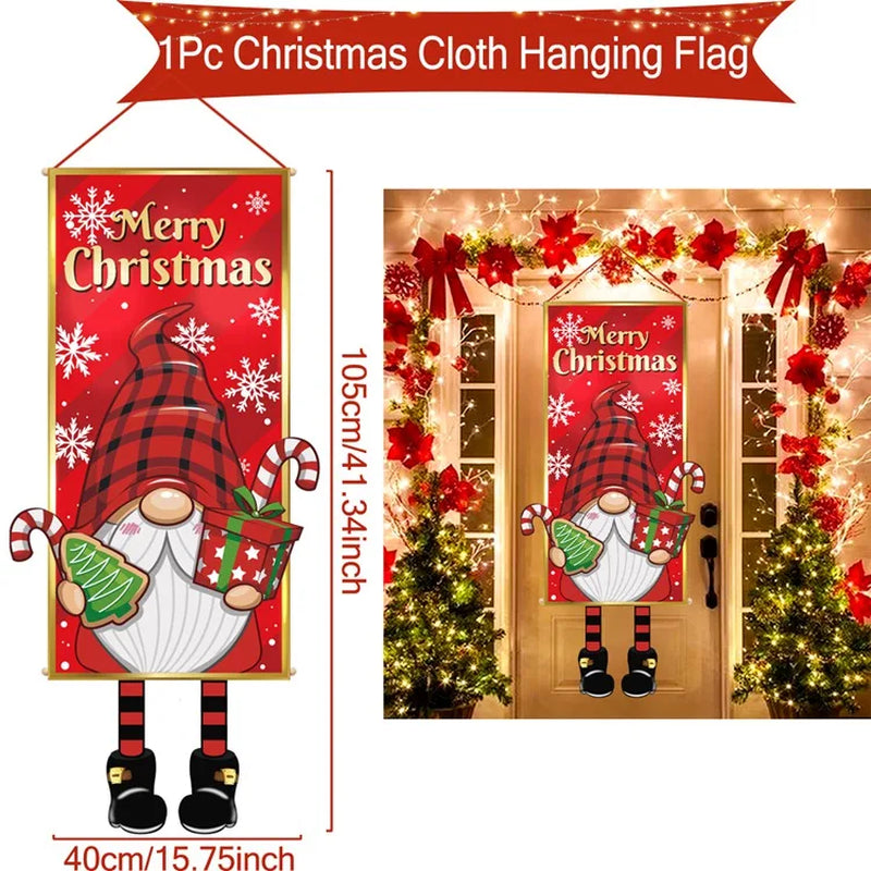 Christmas Hanging Flag Merry Christmas Decorations for Home 2024 Christmas Gifts Christmas Ornaments Navidad Xmas New Year 2025