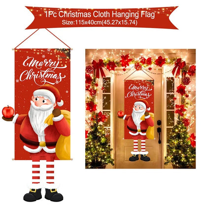 Christmas Hanging Flag Merry Christmas Decorations for Home 2024 Christmas Gifts Christmas Ornaments Navidad Xmas New Year 2025