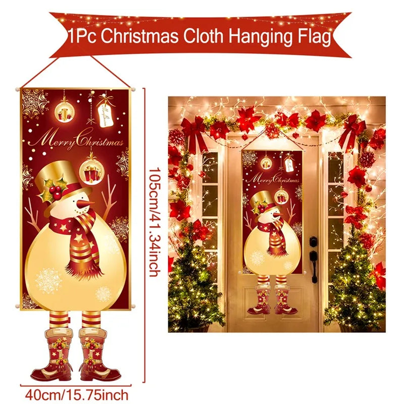 Christmas Hanging Flag Merry Christmas Decorations for Home 2024 Christmas Gifts Christmas Ornaments Navidad Xmas New Year 2025