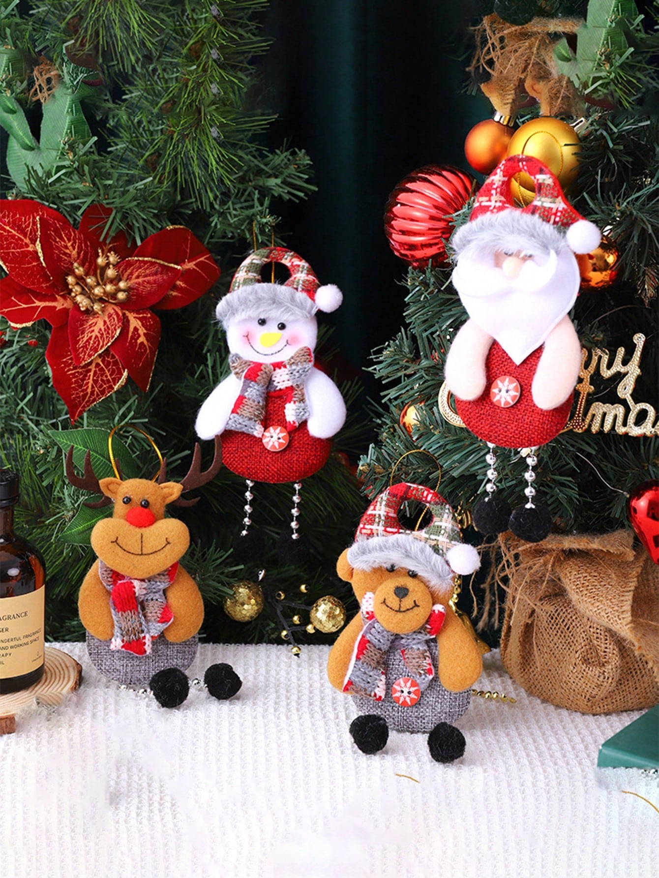 4Pcs Christmas Fabric Pendant, Christmas Doll Hanging Decoration, Christmas Tree Ornaments, Christmas Party Decoration
