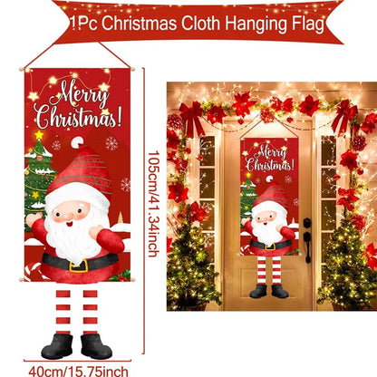 Christmas Hanging Flag Merry Christmas Decorations for Home 2024 Christmas Gifts Christmas Ornaments Navidad Xmas New Year 2025