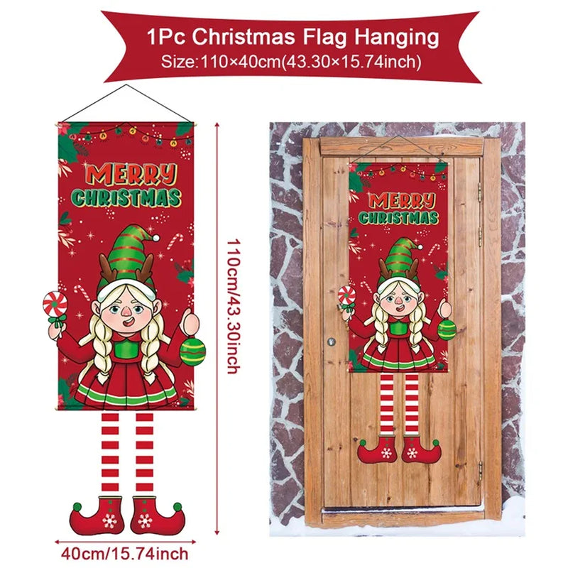 Christmas Hanging Flag Merry Christmas Decorations for Home 2024 Christmas Gifts Christmas Ornaments Navidad Xmas New Year 2025