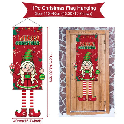 Christmas Hanging Flag Merry Christmas Decorations for Home 2024 Christmas Gifts Christmas Ornaments Navidad Xmas New Year 2025