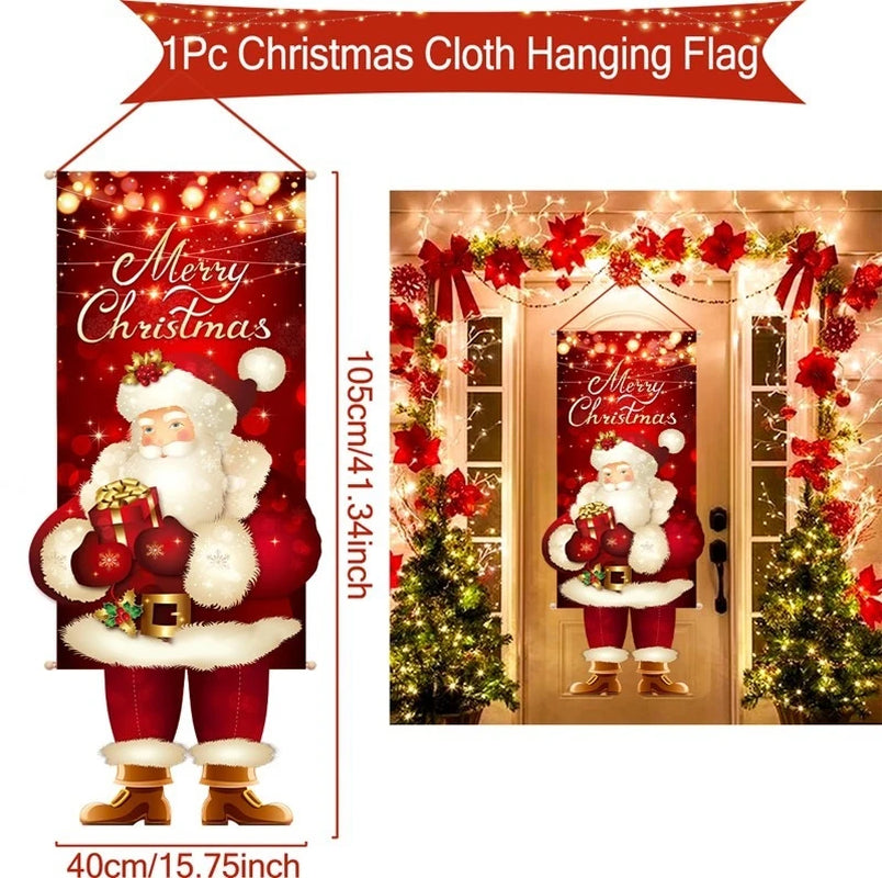 Christmas Hanging Flag Merry Christmas Decorations for Home 2024 Christmas Gifts Christmas Ornaments Navidad Xmas New Year 2025