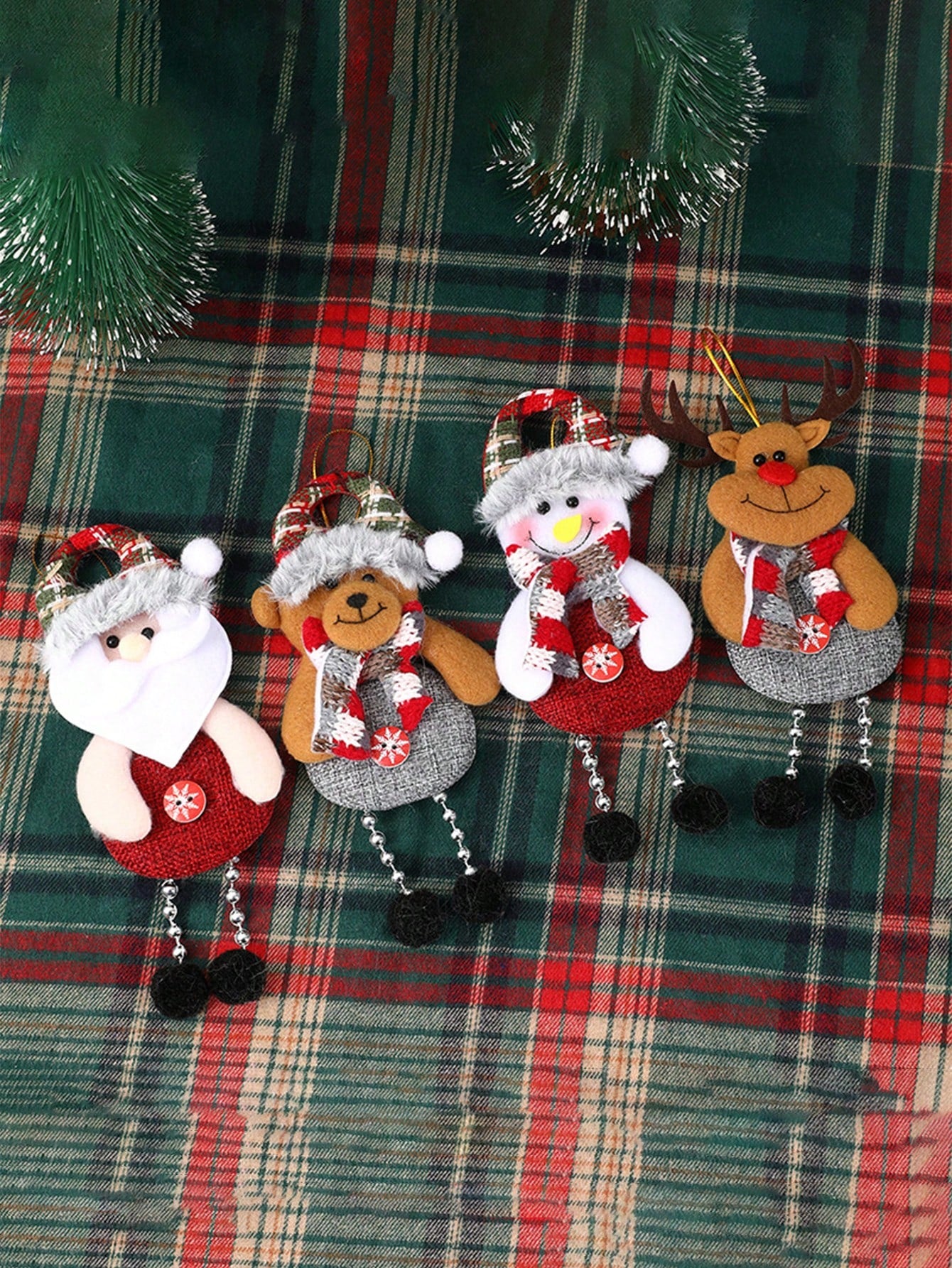 4Pcs Christmas Fabric Pendant, Christmas Doll Hanging Decoration, Christmas Tree Ornaments, Christmas Party Decoration