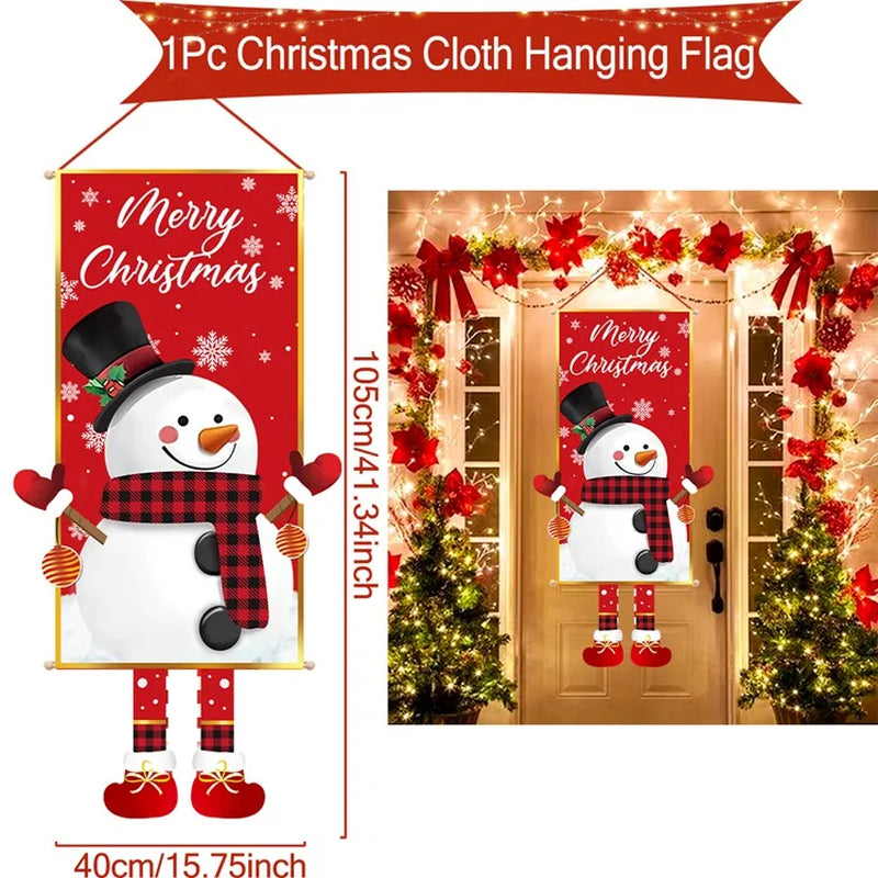 Christmas Hanging Flag Merry Christmas Decorations for Home 2024 Christmas Gifts Christmas Ornaments Navidad Xmas New Year 2025