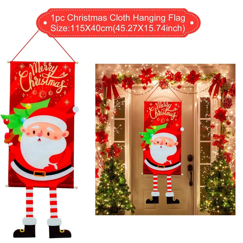 Christmas Hanging Flag Merry Christmas Decorations for Home 2024 Christmas Gifts Christmas Ornaments Navidad Xmas New Year 2025