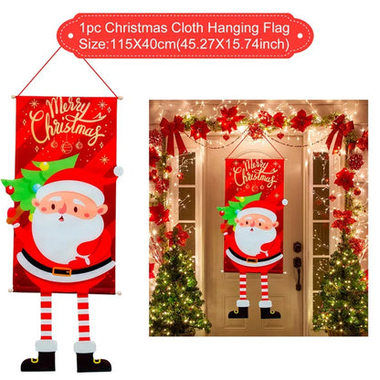 Christmas Hanging Flag Merry Christmas Decorations for Home 2024 Christmas Gifts Christmas Ornaments Navidad Xmas New Year 2025