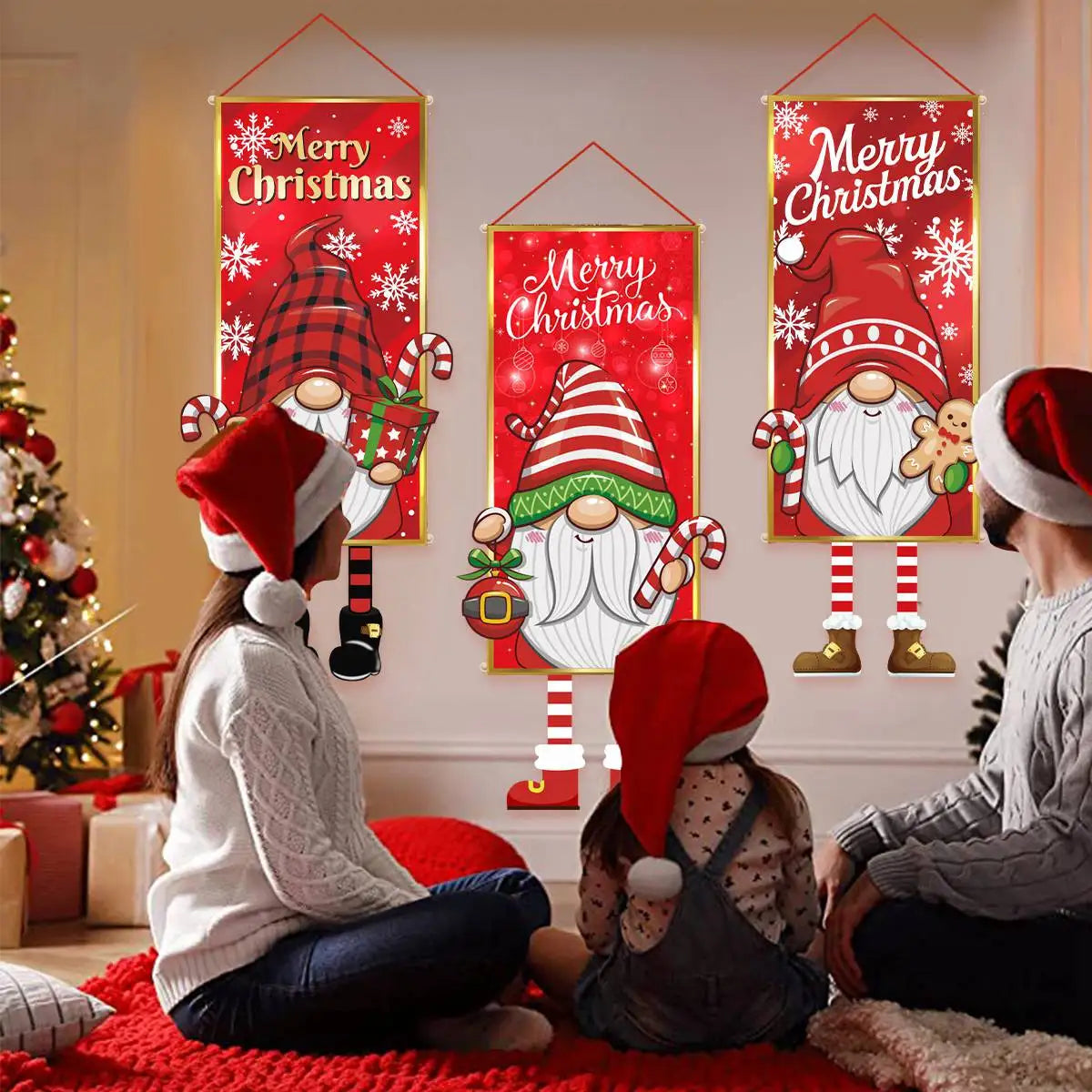 Christmas Hanging Flag Merry Christmas Decorations for Home 2024 Christmas Gifts Christmas Ornaments Navidad Xmas New Year 2025