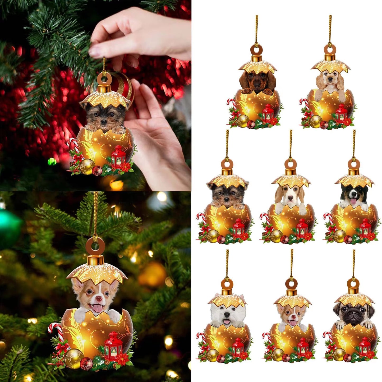 Christmas Acrylic Double Side Christmas Golden Eggs for Dogs Decorations Christmas Tree Decorations Crystal Ball Christmas