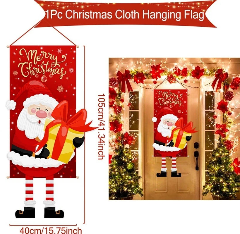Christmas Hanging Flag Merry Christmas Decorations for Home 2024 Christmas Gifts Christmas Ornaments Navidad Xmas New Year 2025