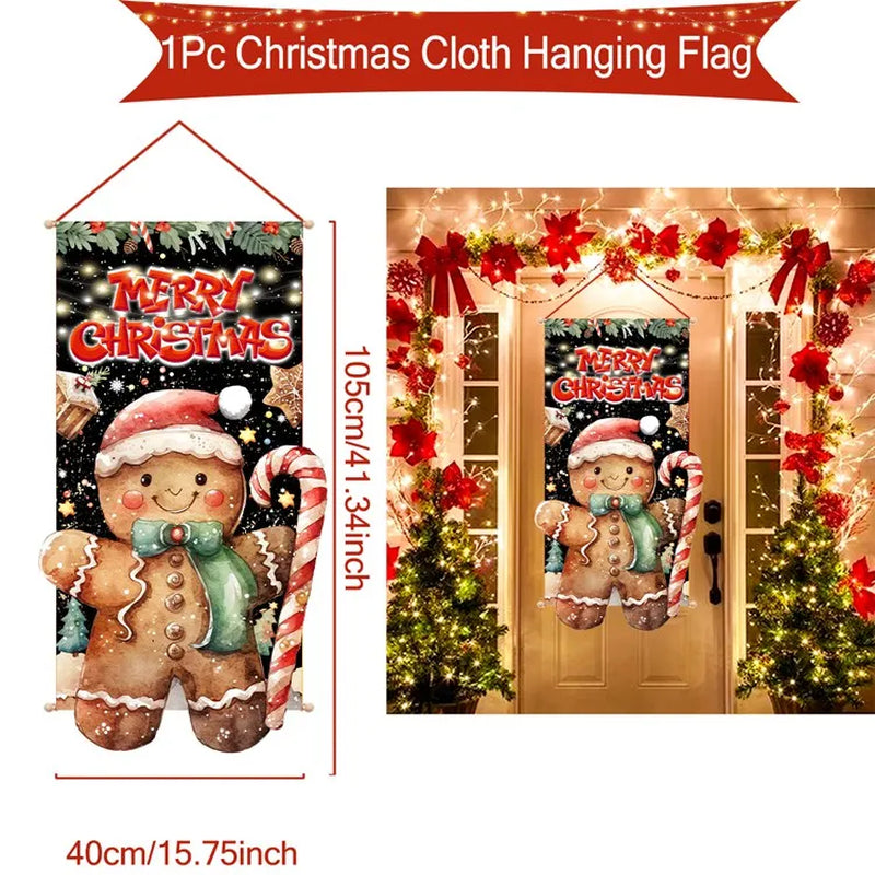 Christmas Hanging Flag Merry Christmas Decorations for Home 2024 Christmas Gifts Christmas Ornaments Navidad Xmas New Year 2025