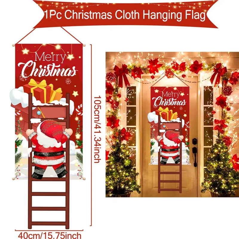 Christmas Hanging Flag Merry Christmas Decorations for Home 2024 Christmas Gifts Christmas Ornaments Navidad Xmas New Year 2025