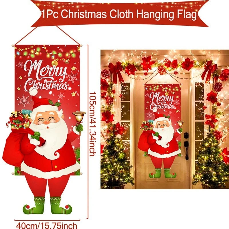 Christmas Hanging Flag Merry Christmas Decorations for Home 2024 Christmas Gifts Christmas Ornaments Navidad Xmas New Year 2025
