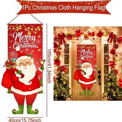 Christmas Hanging Flag Merry Christmas Decorations for Home 2024 Christmas Gifts Christmas Ornaments Navidad Xmas New Year 2025