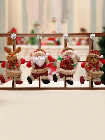 4Pcs Christmas Fabric Pendant, Christmas Doll Hanging Decoration, Christmas Tree Ornaments, Christmas Party Decoration
