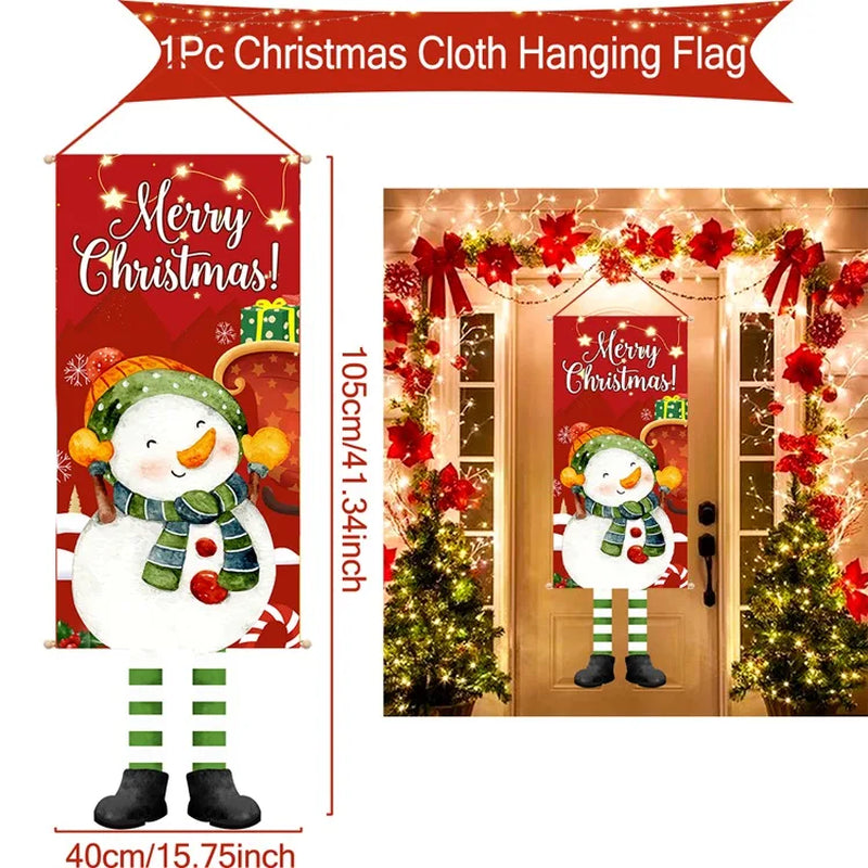 Christmas Hanging Flag Merry Christmas Decorations for Home 2024 Christmas Gifts Christmas Ornaments Navidad Xmas New Year 2025