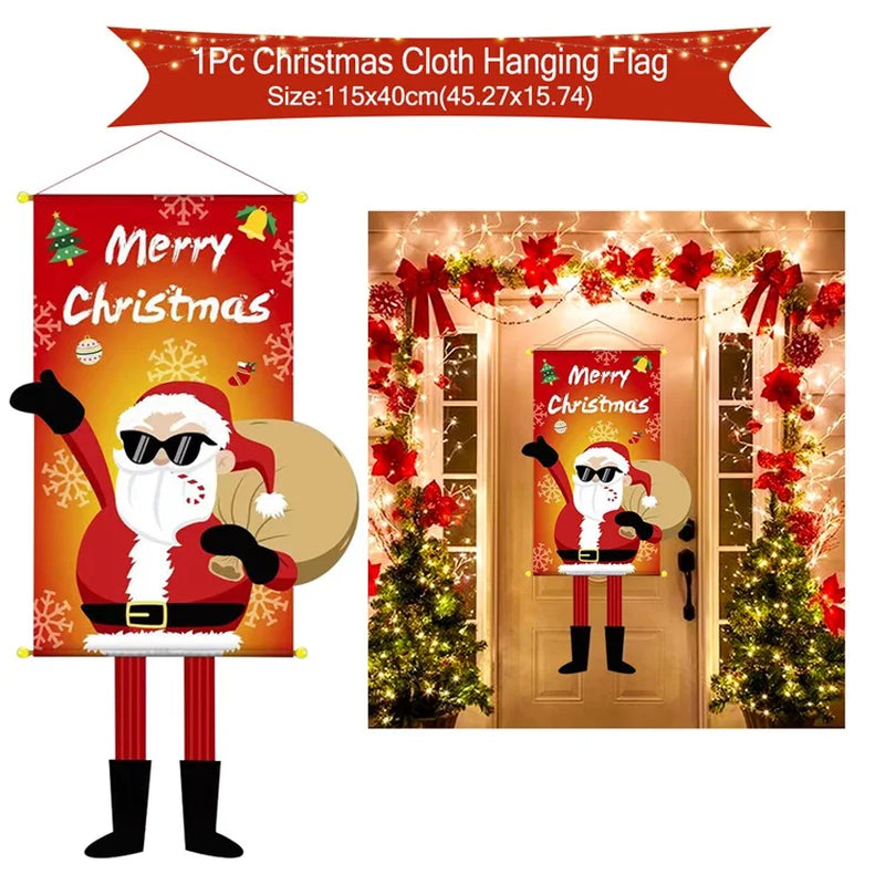 Christmas Hanging Flag Merry Christmas Decorations for Home 2024 Christmas Gifts Christmas Ornaments Navidad Xmas New Year 2025