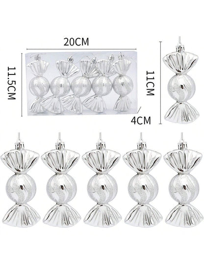 5Pcs/Box Plastic Christmas Candy Hanging Christmas Tree Hanging Pendant 2024 New Year for Home Christmas Decoration Christmas Window Hanging Merry Christmas