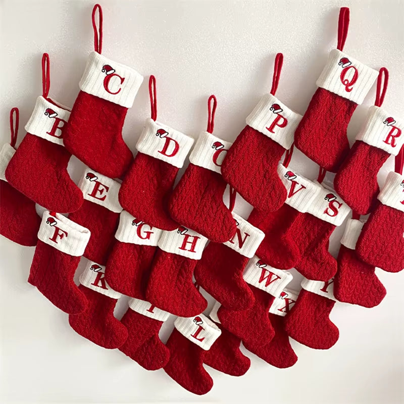 Christmas Alphabet Knitting Socks Christmas Tree Ornaments Christmas Decorations for Home 2024 Navidad Noel 2025Xmas Gift