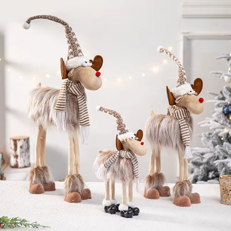 Navidad Reindeer Christmas Figures Decorations New Year Christmas Tree Decorations Christmas Elk Ornaments for Home Windown
